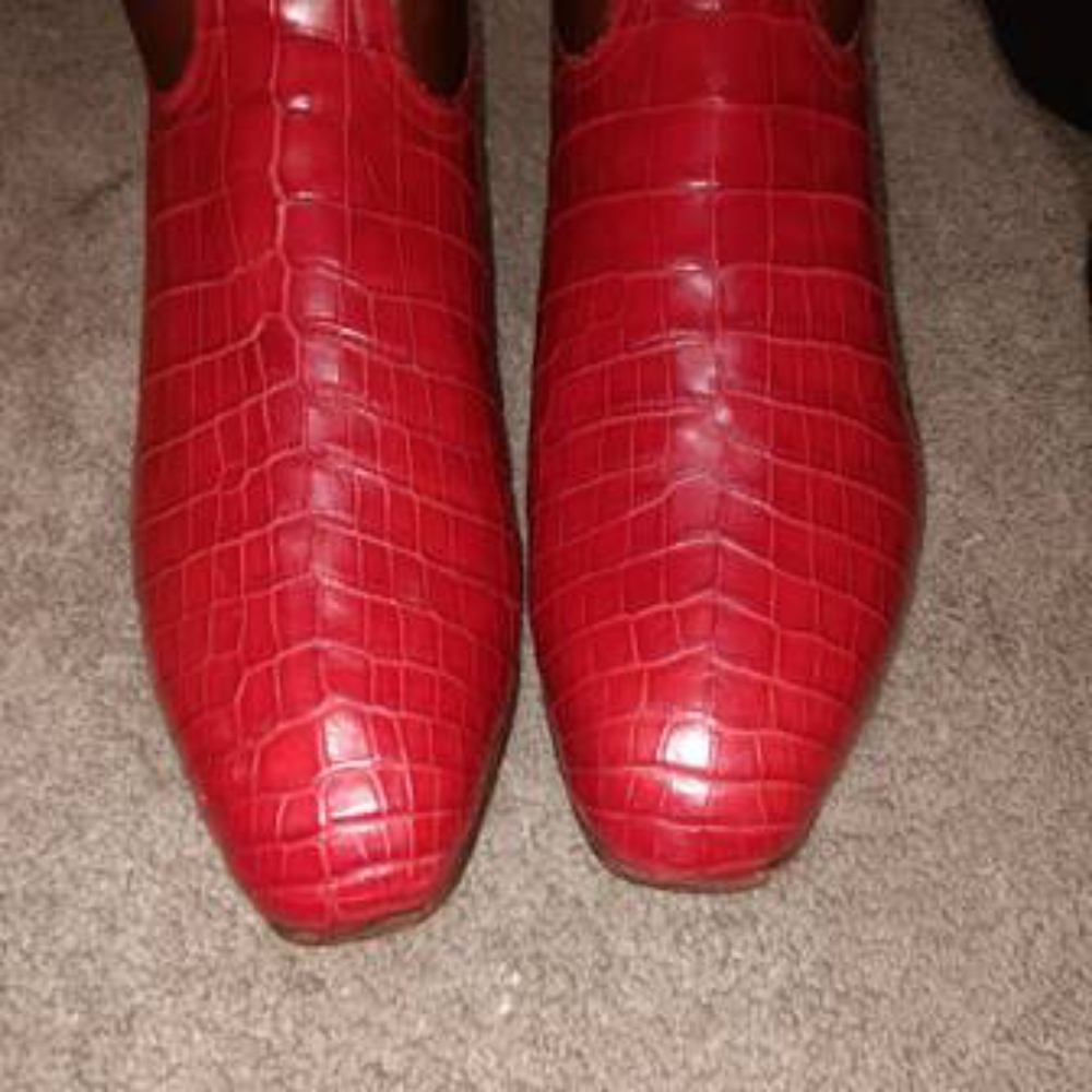 Red Crocodile Pattern Men's Shoes